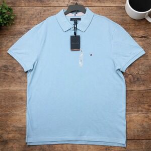 NEW Tommy Hilfiger Polo Shirt Light Blue Men's L 1985 Classic Fit Short Sleeve